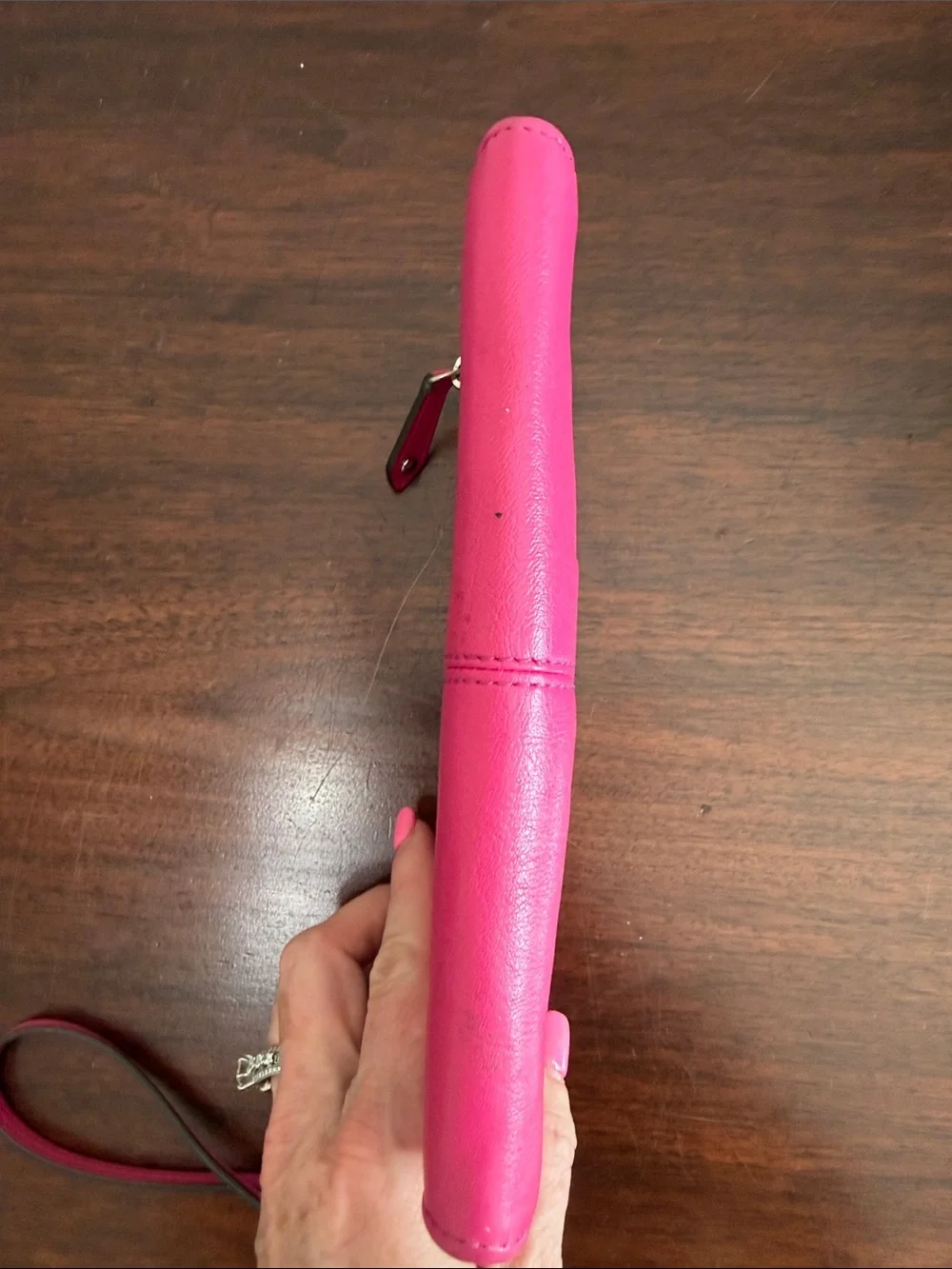 Coach Fuchsia Leather Wristlet Wallet